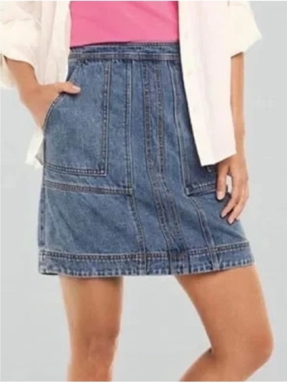CAbi speedway denim skirt retro wash size 8